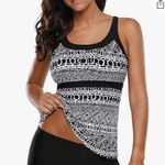 New HOTAPEI Strappy Blouson Tankini Bathing Suit Top in size S Black Photo 0