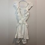 Luxxel Luxxer White Eyelet Ruffle Cotton Cut Out Accent Tie Back Shorts Romper Size M Photo 2