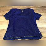 Vintage night vogue cocktail blouse silk size medium Blue Photo 8