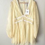 Hello Molly it’s your chance long sleeve sheer mini dress yellow large 8 NWT Photo 6