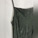 ZARA NWT dark hunter green satin embroidered floral print satin maxi slip dress Photo 5