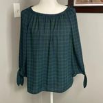 Talbots Tartan Popover Blouse Plaid Ruffle Green Black Fall Winter Petite Preppy Photo 0