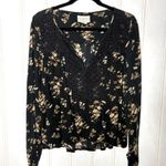 Denim & Supply Long Sleeve Floral Crochet Blouse Black Size M Photo 1