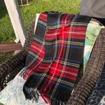 Geoffrey Beene CASHME RED PLAID FRINGE ITALIAN MADE SCARF 60”x13” Photo 0