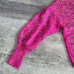 Main Strip Confetti Knit Pink Sweater Womens S Bubble Sleeve Oversized Fit Photo 3