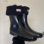 Hunter  Original Refined Short Gloss Duo Rain Boots Size 9 removable socks Photo 2