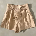 Frame Beige Linen High Waist Paper Bag Shorts Size 6 Photo 0