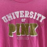 PINK - Victoria's Secret Victoria's Secret Pink Short Sleeve Gold Glitter Graphic Pink Tee Size L Photo 3