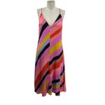 Stine Goya Gianna Dress‎ Slip Midi Striped Silk Colorful Pink Size Small Photo 2