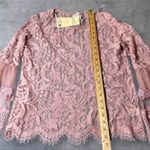 Say What? Say What Top Womens M Pink Lace Bell Sleeve Sheer Romantic Feminine Elegant NEW Photo 5