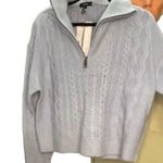 AQUA Cable Knit Half Zip Sweater in Blue Fog, Size M, New with Tag MSRP $88 Photo 7