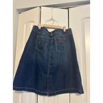 Tommy Hilfiger ‎ Denim Skirt Button Front Dark Wash A Line Embroidered Pockets 14 Photo 5