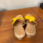 Born Zefira Wedge Sandal Heel Slip On Cork‎ Patent Leather Yellow Open Toe 8 Photo 5