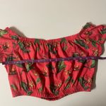 Forever 21  Coral Tomato Red Tropical Floral Print Crop Top Size M GUC Photo 6