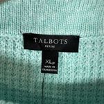 Talbots  Waffle Knit Crewneck Sweater Pullover XLPetite Aqua Cotton Merino Wool Photo 4