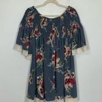 Umgee Off Shoulder Flare Sleeve Floral Print Gray Blouse Size Small Photo 8