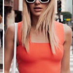 ALC Frank A.L.C. Ali Crop Top Coral Sunset Y2K Banded Sleeveless Square Neckline Photo 0