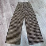 Nasty Gal  Plaid Flare Leg Pants Black Brown Tan Trouser 6 High Rise Fall Autumn Photo 0