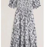 Abercrombie & Fitch Smocked Square Neck Puff Sleeve Midi Dress XS Coastal Beach Photo 1