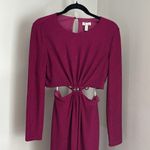 Monique Lhuillier ML by Elegant Purple Metallic Knit Long Sleeve Dress Size 10 Photo 6