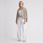 Quince NWT Women's Cropped One Shoulder Ribbed Sweater Knit Tank in White sz XS Photo 2