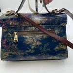 Patricia Nash Florentine Satchel Handbag Blue Horse Rider Print Leather Photo 4