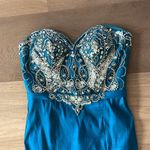 Milano Formals  Teal Beaded Mermaid Formal Dress Size 8 Photo 1