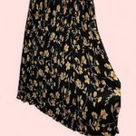 Requirements Vintage 80’s-90’s pleated flowy elastic waist midi skirt black floral buttercup Photo 1
