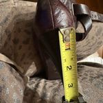 Anthropologie+Farylrobin Leather Burgundy Mary Jane Ankle Cuff 3.5 Heels Sz 7. Brown Photo 12