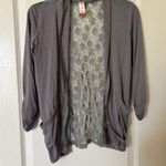 No Boundaries  Gray Lace Cardigan Photo 0