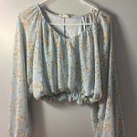 Altar'd State  Floral Top Long Sleeve Blue Photo 0