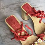 Anthropologie  SCHUTZ Mid Atanado Leather block heel daisy Sandals heels SZ 9.5 B Photo 5