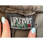 Lipservice Low Rise Belted Green Striped Whimsigoth Jeans Size 11 Photo 3