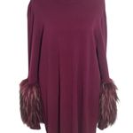 Alfani Burgundy Sweater with Faux Fur Cuffs Size 1X Oxblood Mock Neck Sweater Red Photo 0