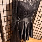 High Low Asymmetric Satin Lace Y2k long sleeve Prom Holiday Evening Formal goth Black Size M Photo 2