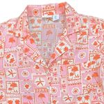 Sigrid Olsen  Sleepwear Pajamas Set Small Pink Orange Beach Shorts‎ Collar Button Photo 1