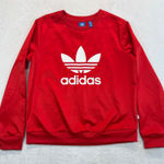 Adidas  Sweatshirt Red Trefoil‎ Logo Pullover Crew Neck Activewear Size M READ Photo 0