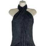 Shoshanna Olivia Metallic Scallope Mesh Halter Neck Black Dress Size 2 Photo 4