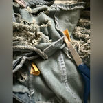 Destroyed Denim Jean 2 Piece Slit Maxi Skirt, Size Medium Blue Photo 5