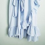 Jill Stuart Blue and White Striped Cold Shoulder Ruffle Trim Dress Photo 2