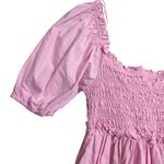 Mable Pink Mini Babydoll Dress Smocked Puff Sleeve Tiered Medium Photo 1