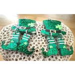 St Patricks Day Earrings Dangling Wiggly Legs Leprechaun Hat Festive Par… Green Photo 3