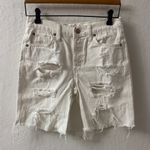 We The Free  People White Button Fly Cut Off Distressed Denim Shorts Size 25 Photo 0