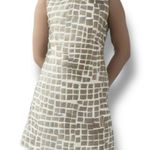 Peserico Beige White Geometric Checkered Print Sleeveless Shift Dress Italian 40 Tan Size 6 Photo 11