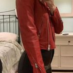 Lamarque Donna Asymmetric Zip Iconic Leather Biker Jacket Red Womens Size Medium Photo 1