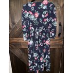 Banana Republic  Women's Dress Sz Petite Medium M Navy Floral Flare‎ Midi Photo 5