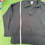 L.L. Bean Black Cashmere and cotton Collared Polo Sweater, Size large Photo 3