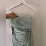 Mac Duggal NWT Strapless Feather Detail Satin Gown in Seafoam 2 Photo 10