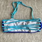 Venus Bright Blue Turquoise Strapless Strappy Back Bikini Top Size 14 Large Photo 1