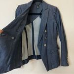 White House | Black Market  Chambray Denim Trophy Blazer Jacket Size 00 Photo 7
